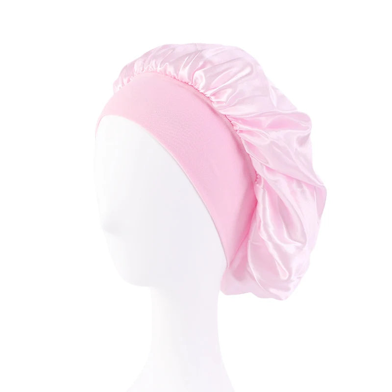 Wide-Brimmed Satin Sleep Bonnet – Hair Care Night Cap