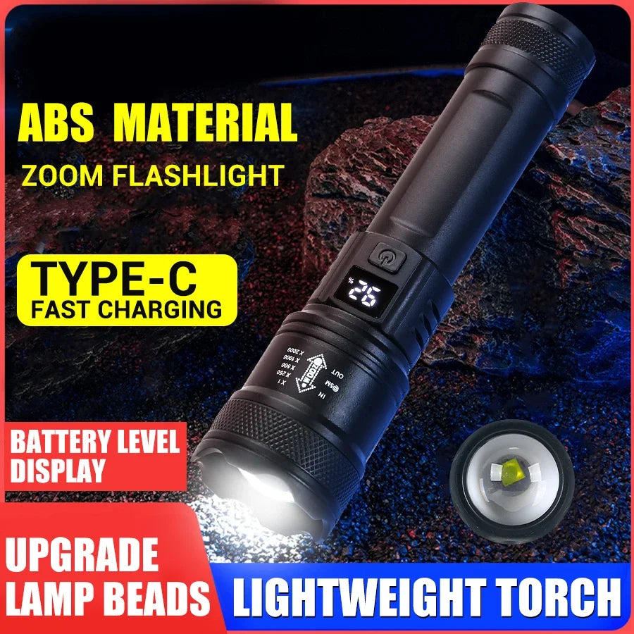 High-Power 2000LM Tactical LED Flashlight with Digital Display