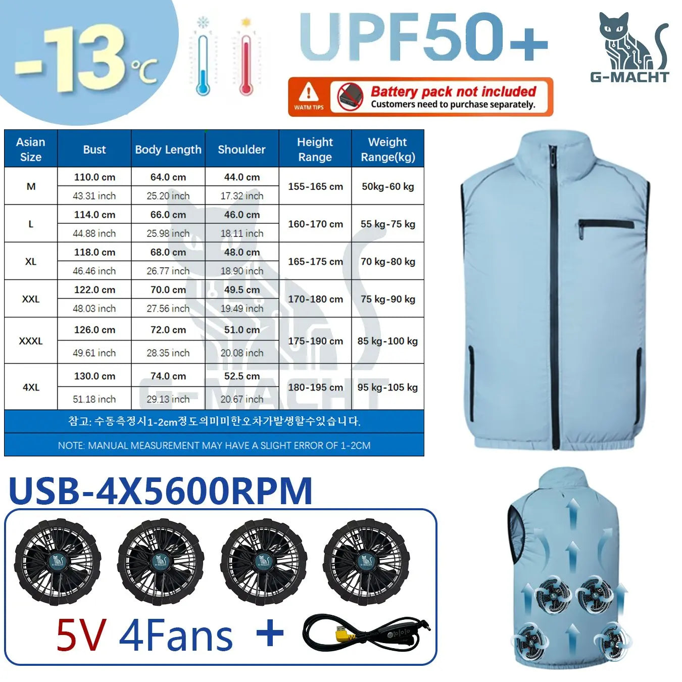 4-Fan USB Cooling Vest – Breathable Summer Workwear for Men & Women