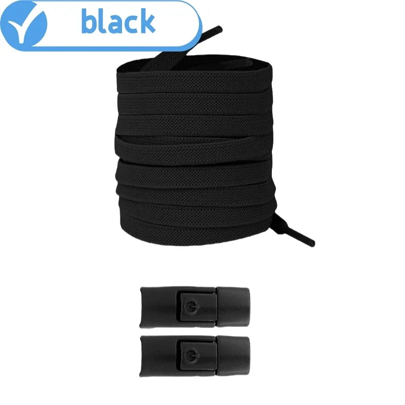 Widened Flat No-Tie Elastic Shoelaces with Press Lock