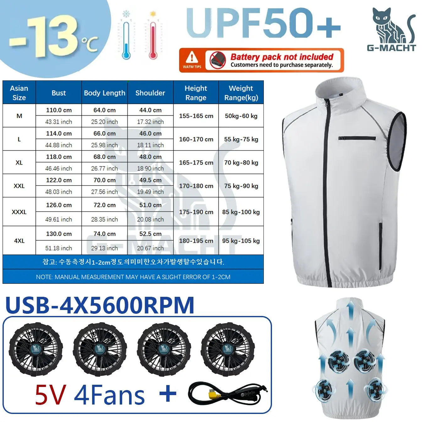 4-Fan USB Cooling Vest – Breathable Summer Workwear for Men & Women