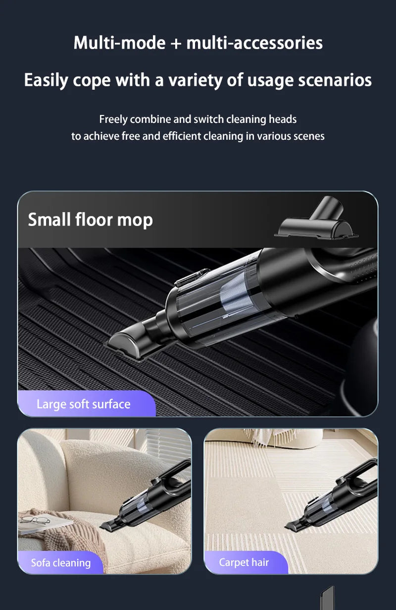 Wireless Car Vacuum Cleaner – 17000Pa Handheld Cordless Vacuum with One-Button Dust Dump
