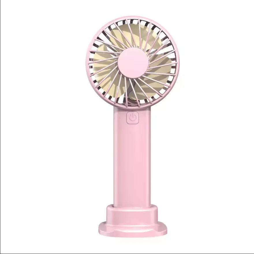 USB Mini Strong Wind Handheld Fan Portable Quiet Rechargeable Desktop Air Cooler with Phone Holder Cooling Fan Outdoor Travel