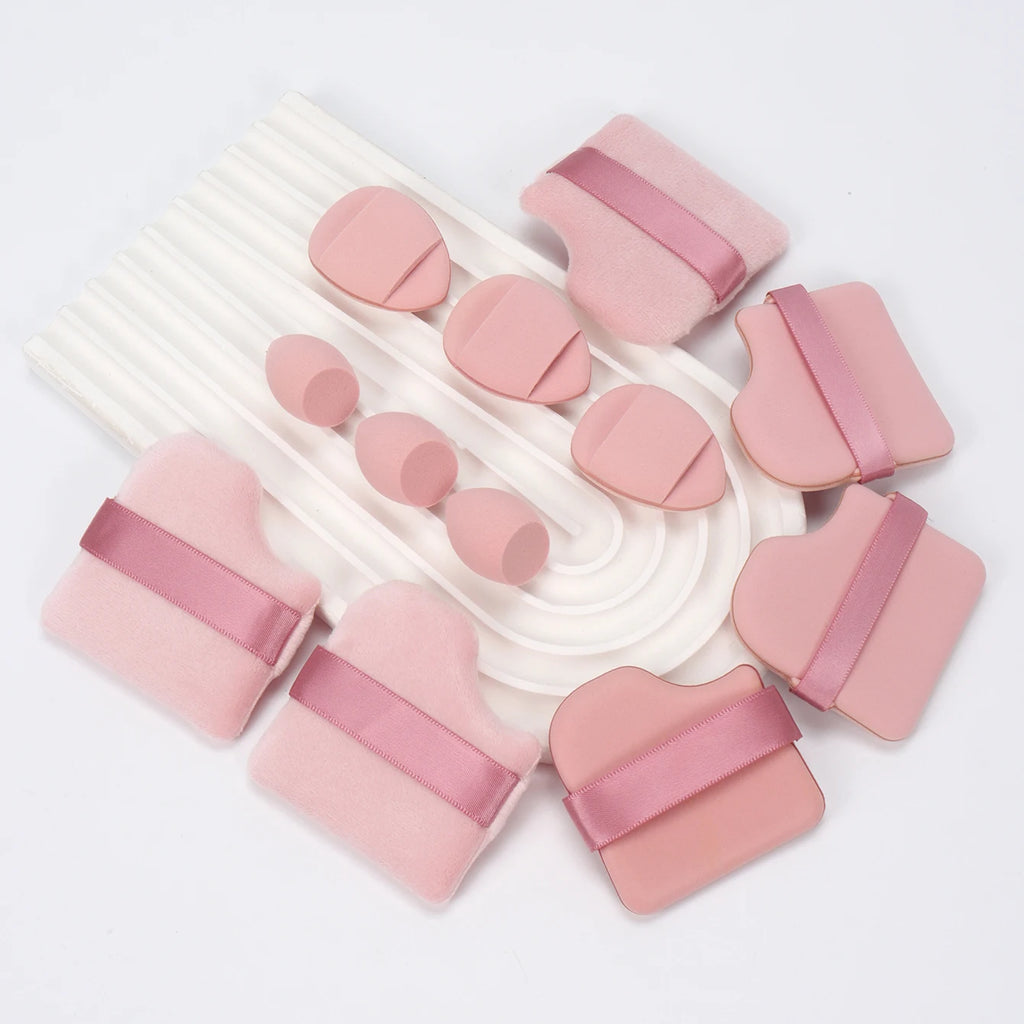 12-Piece Professional Makeup Sponge & Powder Puff Set
