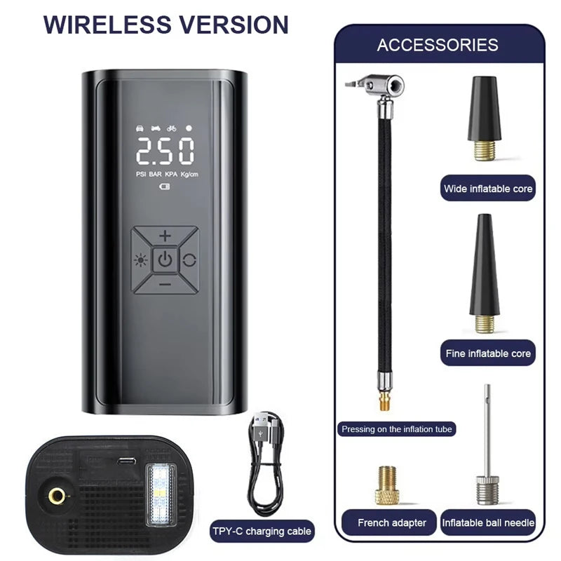 Heavy-Duty Wireless Car Air Compressor & Electric Tire Inflator