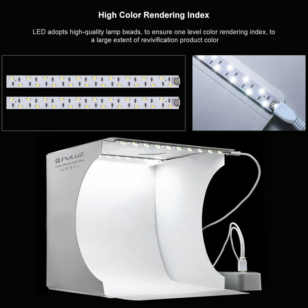 20cm Mini 2 LED Panels Folding Portable 1100LM Light Photo Lighting Studio Shooting Tent Box Kit with 6 Colors Backdrops