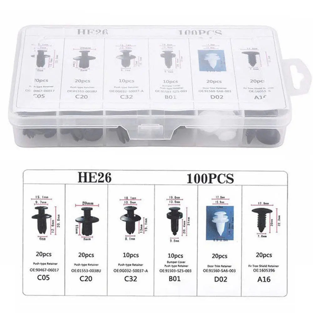 Universal Car Body Push Retainer Clip & Fastener Kit