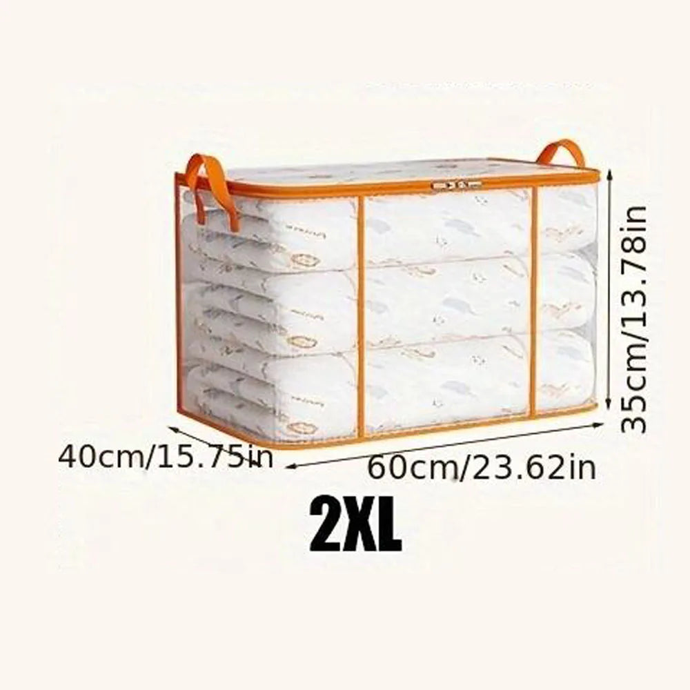 Plastic Transparent Clothes Blanket Quilt Organizer Storage Bag With Zipper Foldable Luggage Moving Packing Pouch