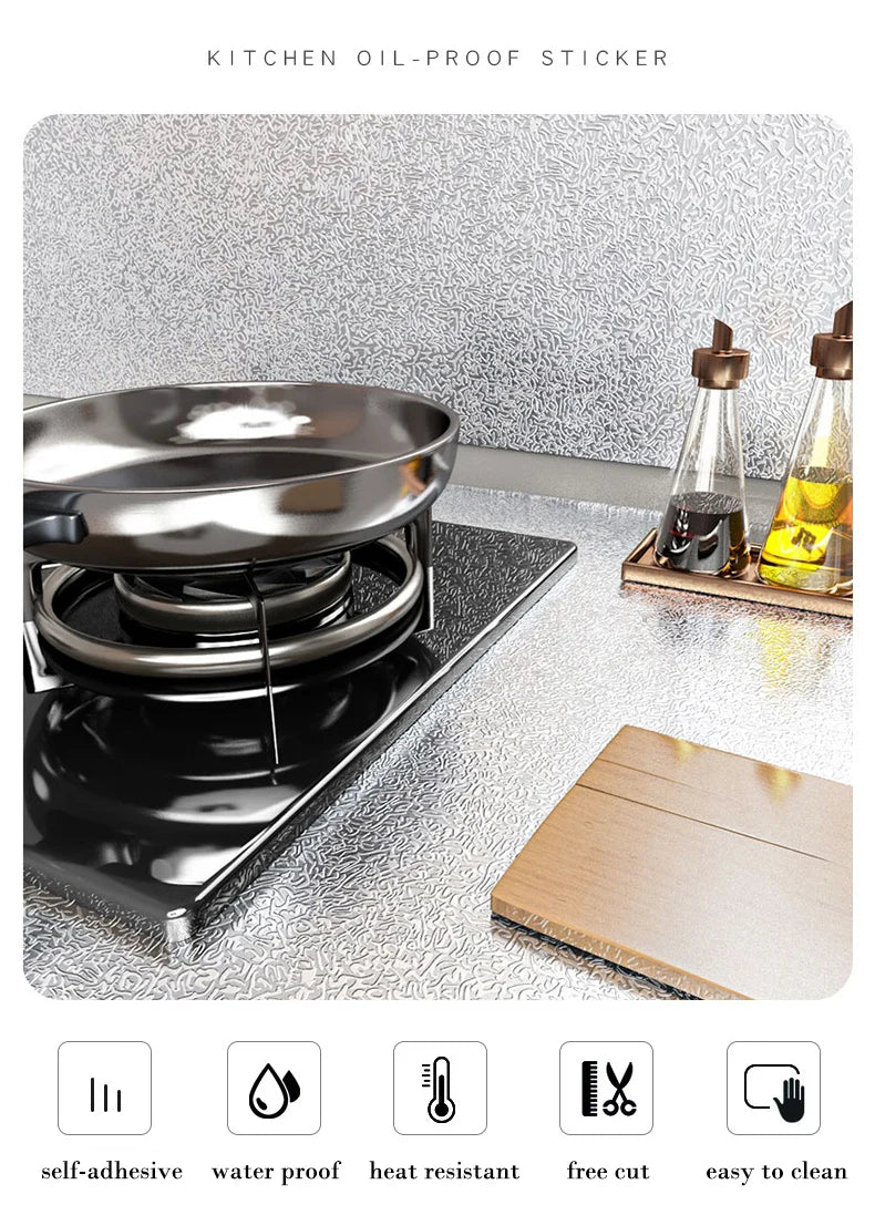 Kitchen High Temperature Resistant Wall Stickers Oil Resistant Stickers Waterproof And Cabinets Stoves Aluminum Foil Paper