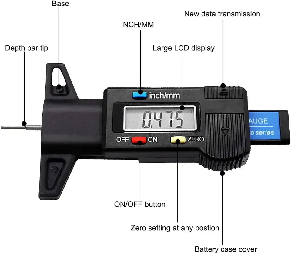 Digital Tire Tread Depth Gauge – LCD Caliper Measuring Tool