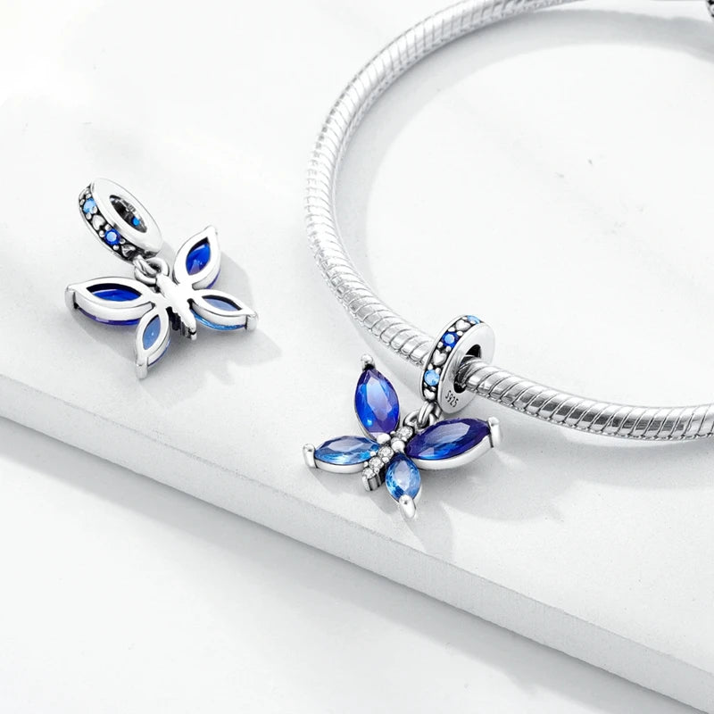 Original 925 Sterling Silver Charm Beads Glowing Luminous Firefly Butterfly Pendant for Bracelet Charm Jewelry