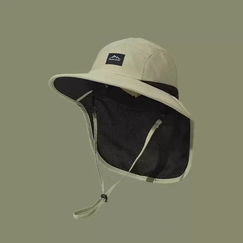 Unisex Summer Wide Brim Waterproof Quick-drying Panama Caps Outdoor Visor Bucket Hats Mesh Breathable Sun Hat with Neck Flap