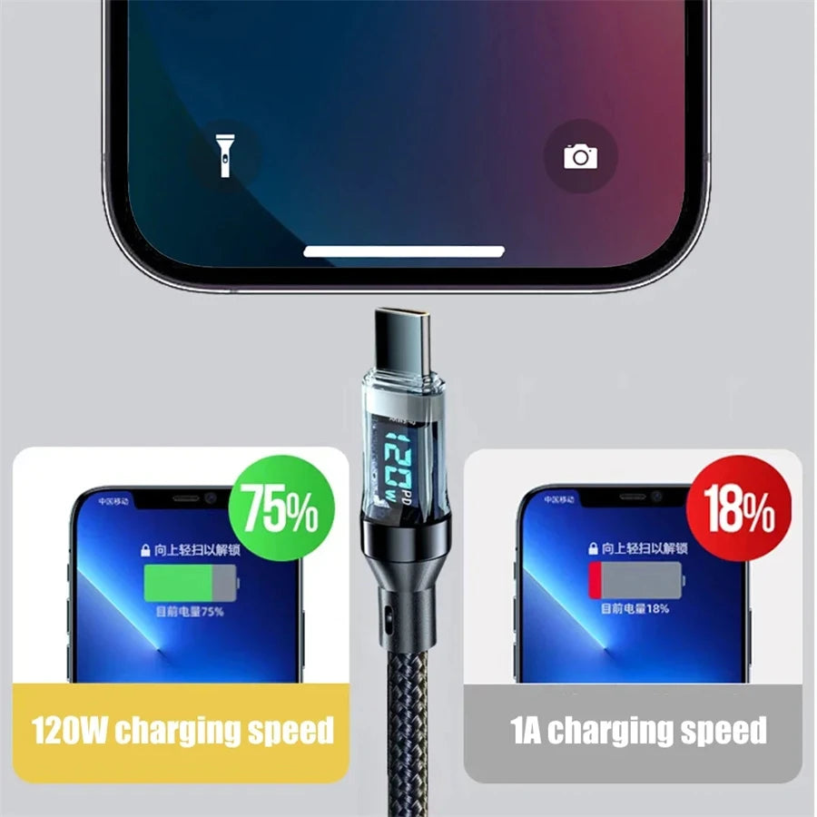 Digital LED Display High-Power USB Fast Charging Cable