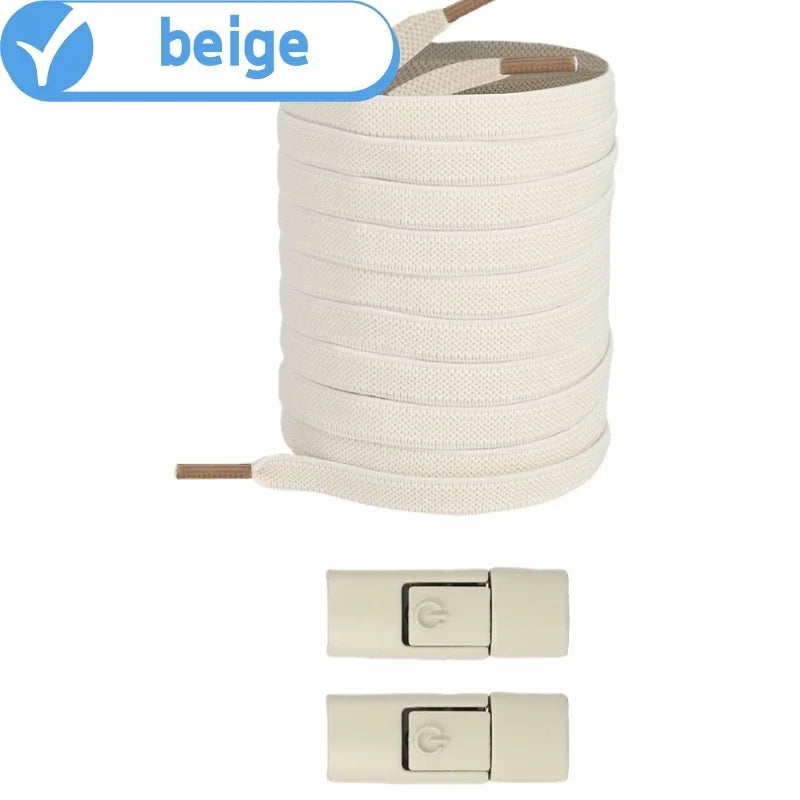 Widened Flat No-Tie Elastic Shoelaces with Press Lock