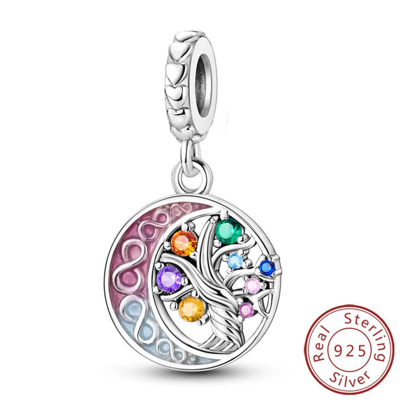 925 Sterling Silve Charms Beads Forever Love Heart Sister Family Life Charms Dangle For Bracelet Woman Jewelry Gifts