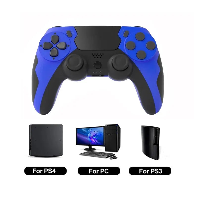 وحدة تحكم ألعاب لاسلكية P48 مع جيروسكوب سداسي المحاور لوحدة تحكم PS4 PS3 وويندوز 7 و 8 و 10، مع اهتزاز مزدوج وعصا تحكم للكمبيوتر الشخصي