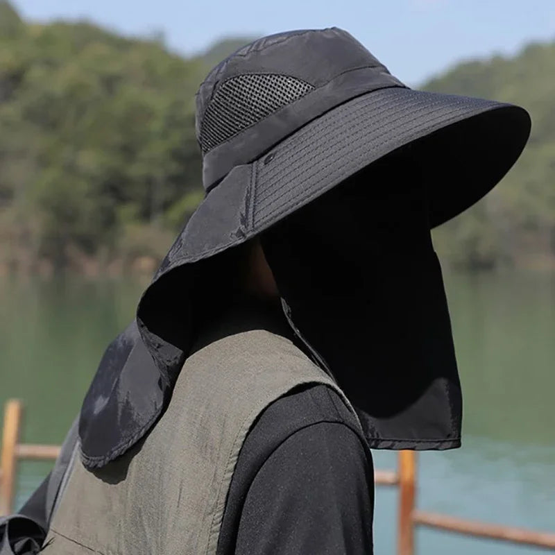 Unisex UV Protection Outdoor Bucket Hat with Neck Flap