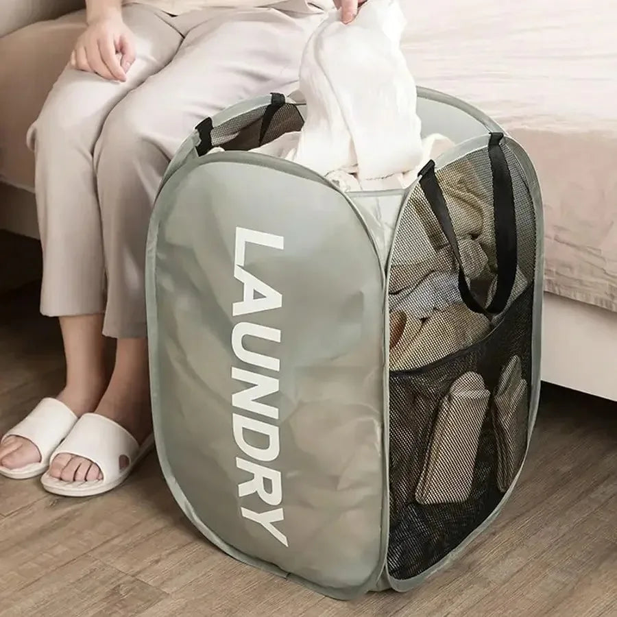 Foldable Large-Capacity Mesh Pop-Up Laundry Basket
