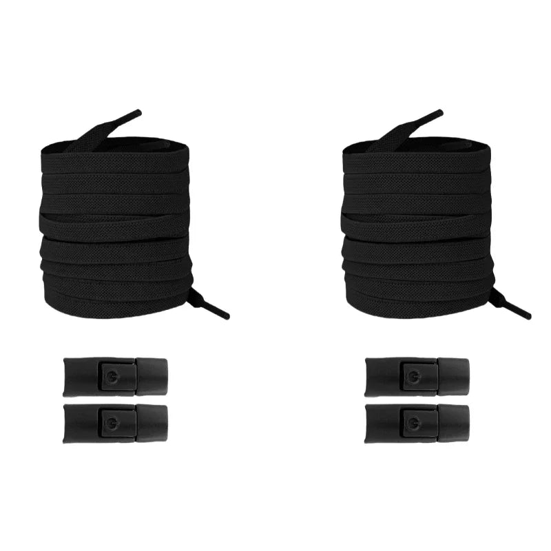 Widened Flat No-Tie Elastic Shoelaces with Press Lock
