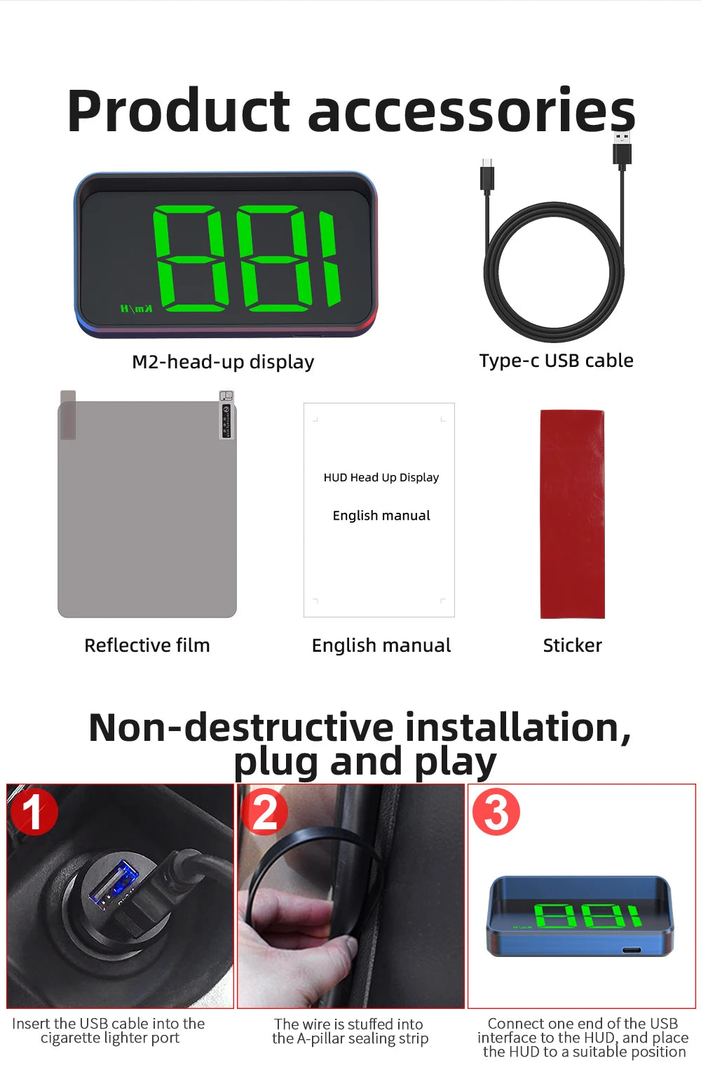 M2 Universal Digital GPS Car Head-Up Display & Speedometer