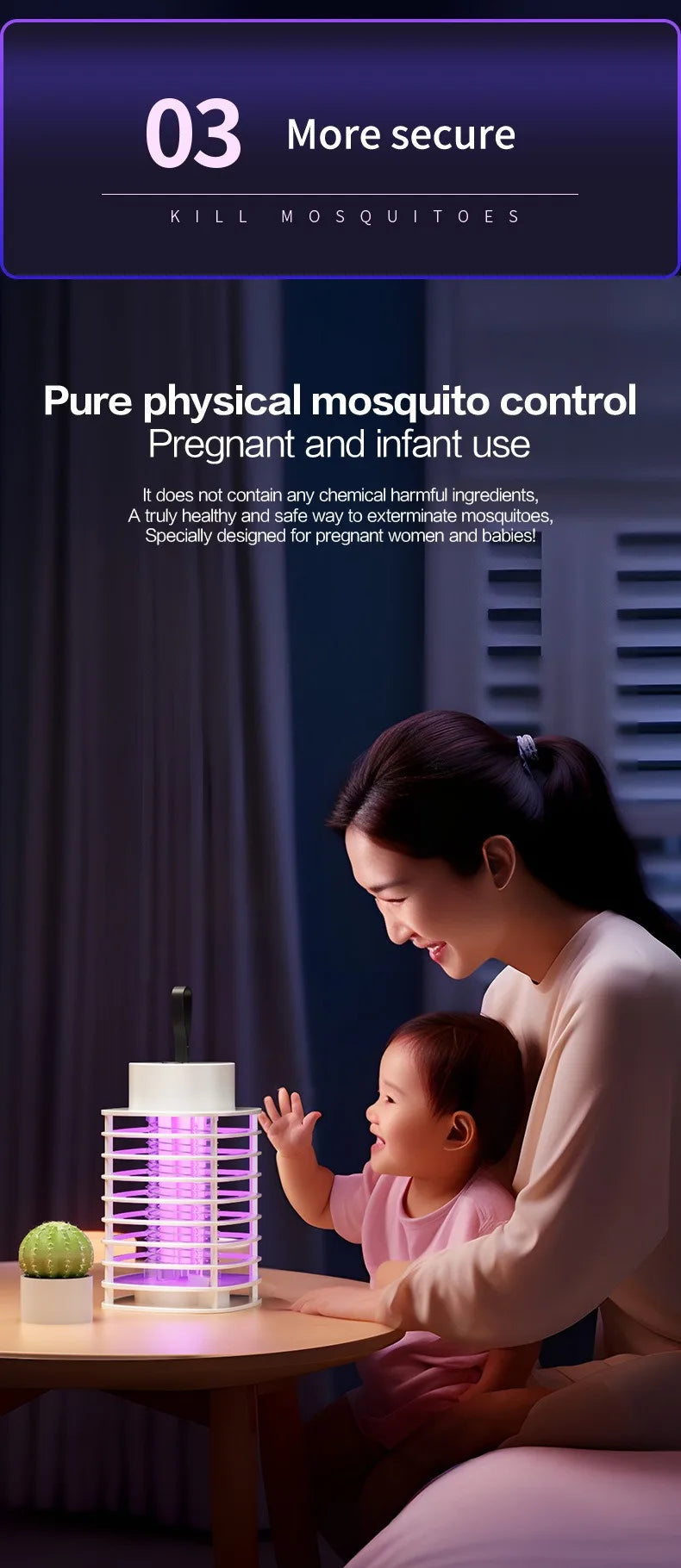 Mute Mosquito Killing Lamp Anti-Mosquito Lamp Portable Electronic Mosquito Killer Mosquito Terminator Mosquito Repellent Lamp