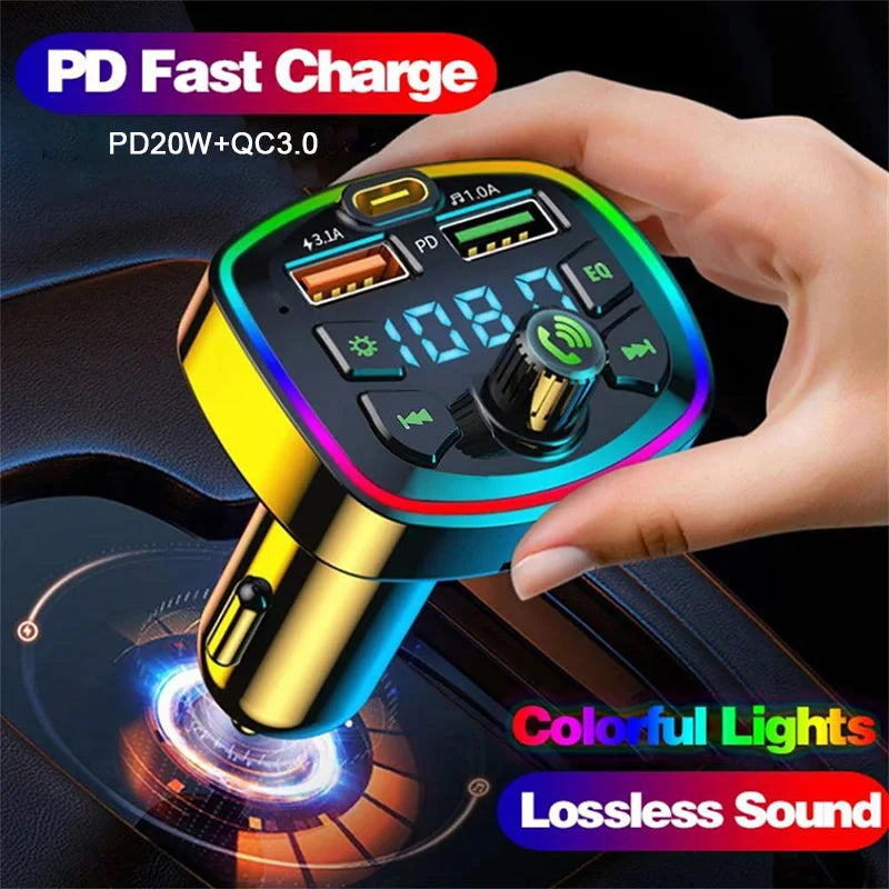 Car Bluetooth 5.0 FM Transmitter – Wireless Adapter with Dual USB Fast Charger