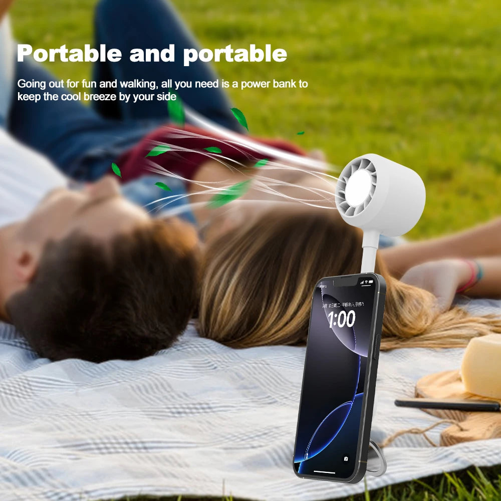 Multifunctional Handheld Mini Fan with Magnetic Phone Holder & Night Light