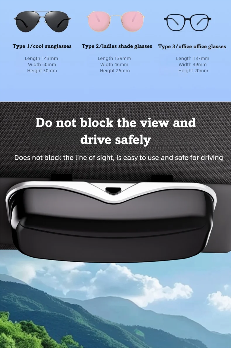 Multifunction Car Glasses Box Portable Car Sunglasses Holder Car Driving Glasses Holder Eyeglass Case Sun Visor Glasses Storage