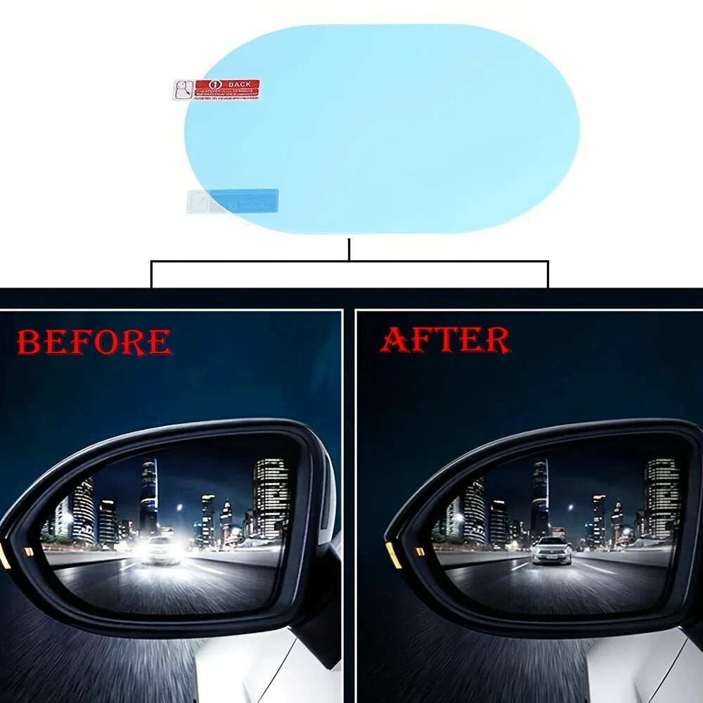 4pcs Car Rearview Mirror Protective Film Side Windows Sticker, Anti Fog Glare Rainproof Waterproof Mirror Film Clear Nano Coatin