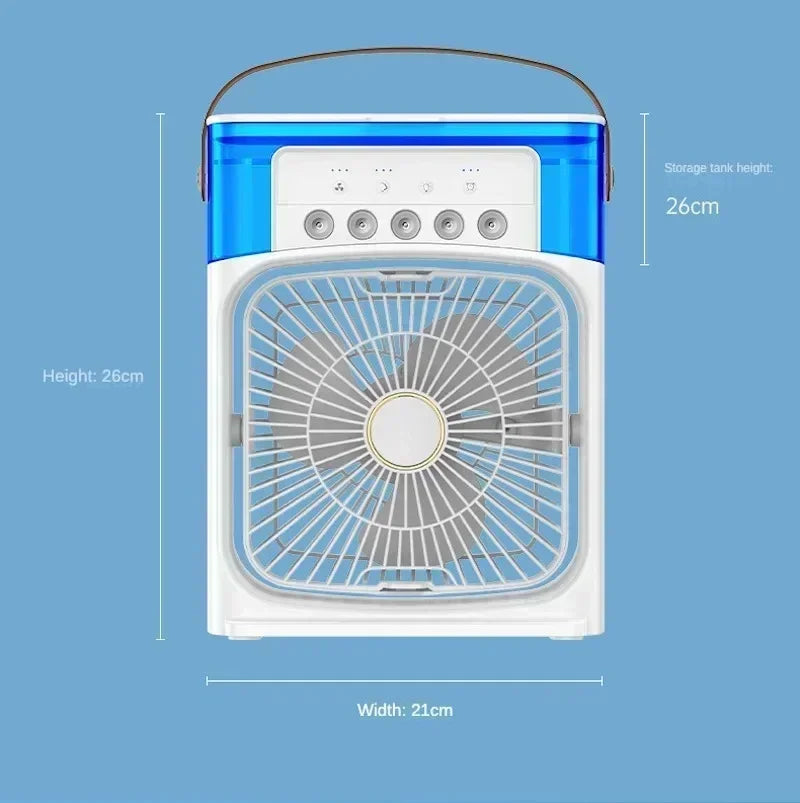 3-in-1 Portable Mini Air Cooler Fan – Desktop Humidifier & LED Night Light, USB Powered