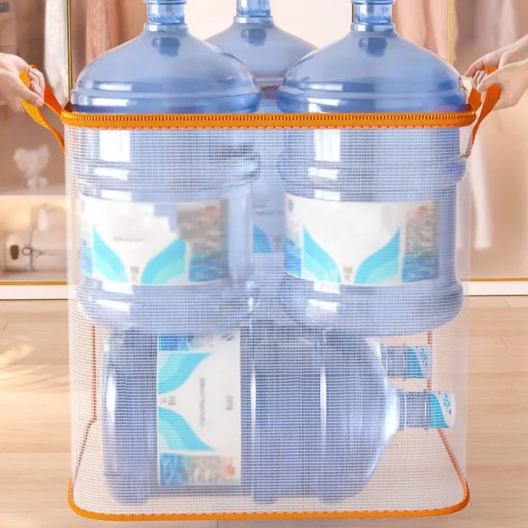 Plastic Transparent Clothes Blanket Quilt Organizer Storage Bag With Zipper Foldable Luggage Moving Packing Pouch