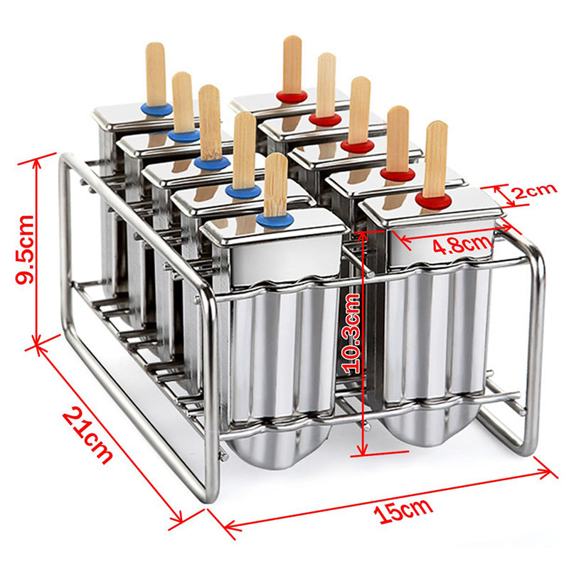 Stainless Steel Popsicle Mold Rack Ice Lolly Mold Frozen Lolly Popsicle Maker Homemade Ice Cream Mold with Popsicle Holder