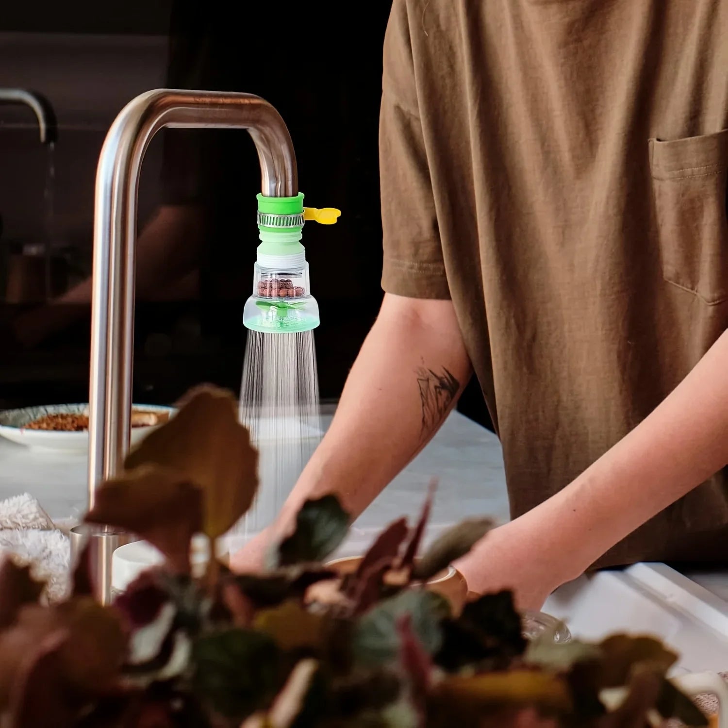 360 Degree Adjustable Kitchen Sink Faucet Extender Multi Color Tap Water Filter with Sediment Balls Bio Filter UV Sterilizer