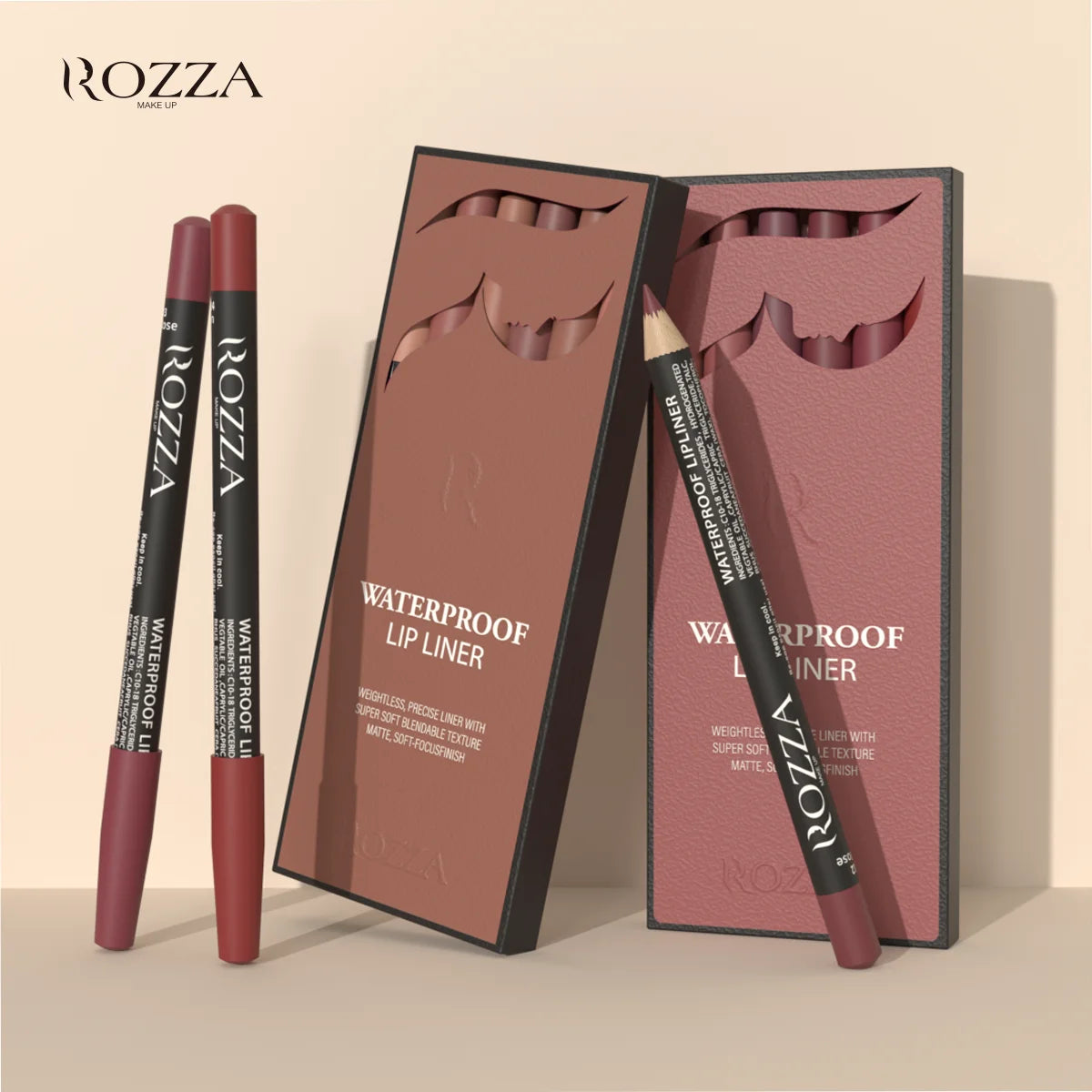 Rozza Matte Waterproof Lip Liner Pencil Set