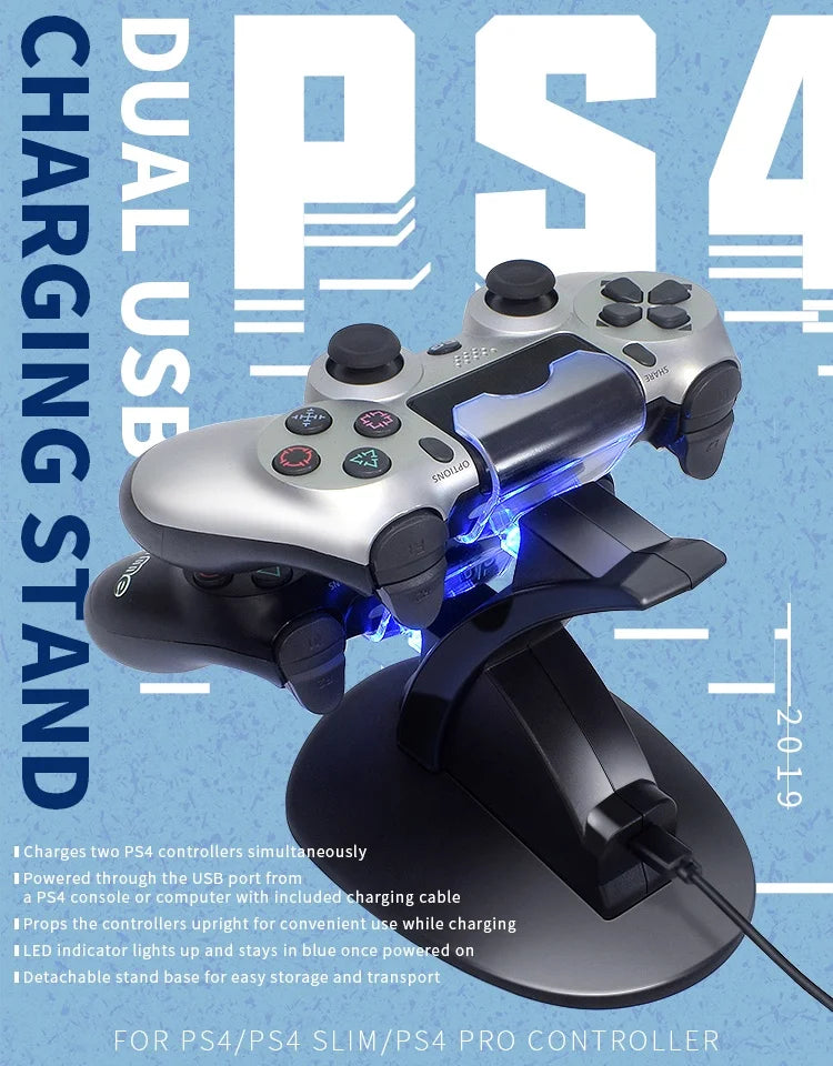LED Dual USB Charging Dock Charger Controller Holder Stand For PS4/PS4 Slim/PS4 Pro Gamepad