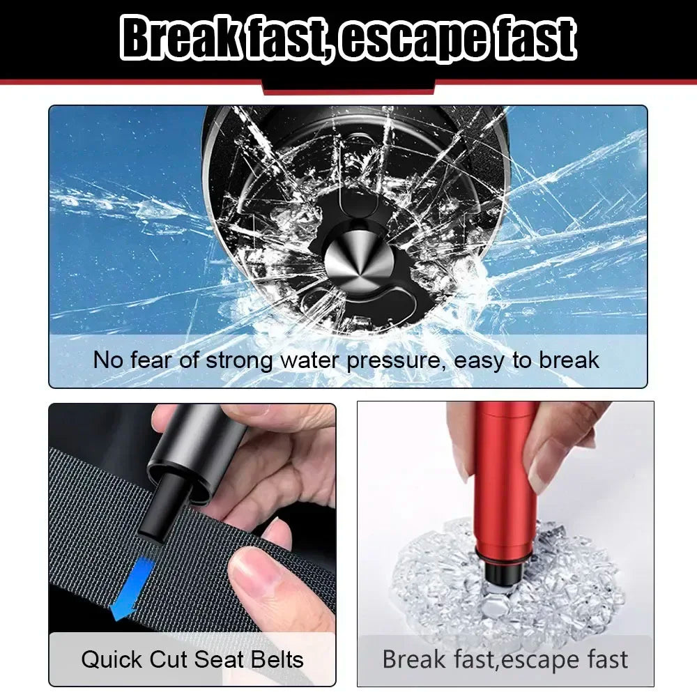 2-in-1 Car Safety Hammer & Seatbelt Cutter – Emergency Window Breaker Escape Tool