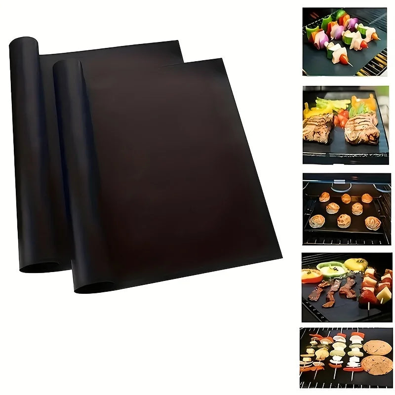 BBQ Grill Mat Non-stick Reusable Heat Resistant Extra Thick Pad Oven Liners Baking Mats Easy Clean Kitchen Outdoor Barbecue Tool