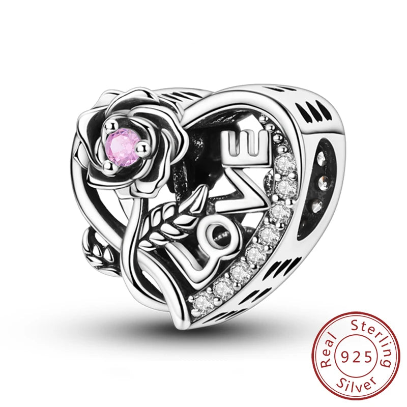 925 Sterling Silve Charms Beads Forever Love Heart Sister Family Life Charms Dangle For Bracelet Woman Jewelry Gifts