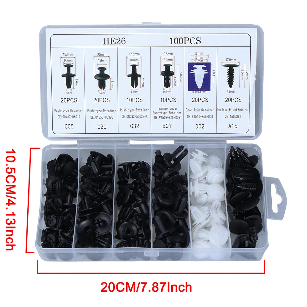 Universal Car Body Push Retainer Clip & Fastener Kit