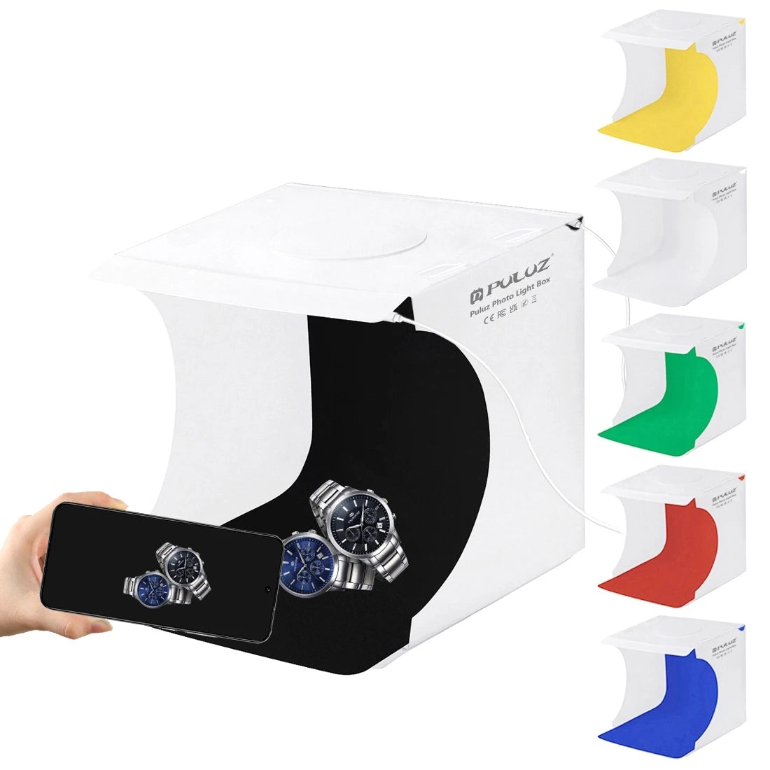20cm Mini 2 LED Panels Folding Portable 1100LM Light Photo Lighting Studio Shooting Tent Box Kit with 6 Colors Backdrops