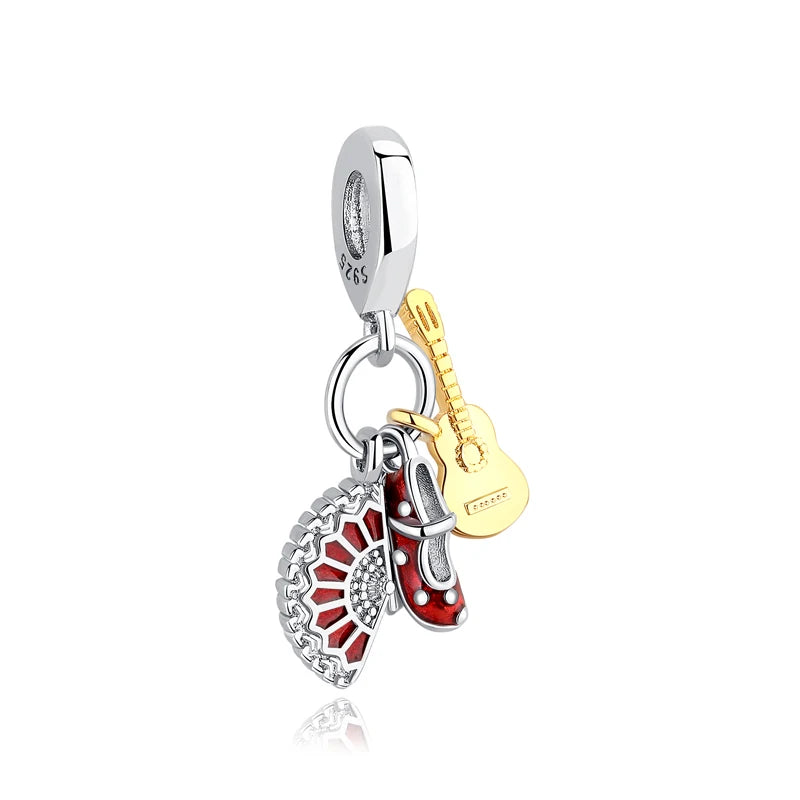 Original 925 Sterling Silver Charms Love Travel London Bus Suitcase Paris Beads Fit Brand Bracelets Necklaces Women DIY Jewelry