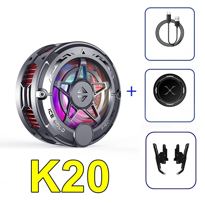 Universal Phone Cooler for Gaming, Magnetic Semiconductor Cooling Fan with Digital Display RGB Lights