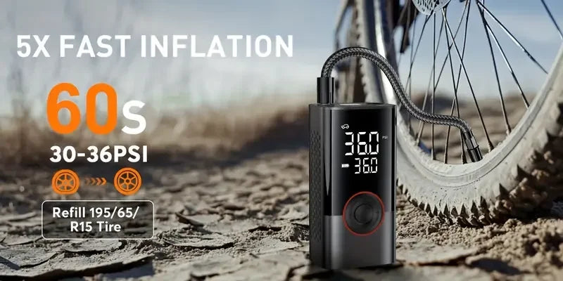 LEIBOO 150PSI Smart Air Pump Tire Inflator Portable Air Compressor with Digital Pressure Gauge for Car Bike Motorcycle Ball