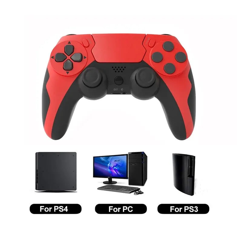 وحدة تحكم ألعاب لاسلكية P48 مع جيروسكوب سداسي المحاور لوحدة تحكم PS4 PS3 وويندوز 7 و 8 و 10، مع اهتزاز مزدوج وعصا تحكم للكمبيوتر الشخصي