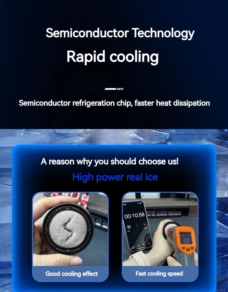 Universal Phone Cooler for Gaming, Magnetic Semiconductor Cooling Fan with Digital Display RGB Lights