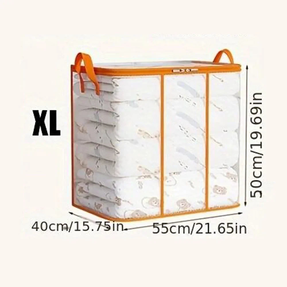 Plastic Transparent Clothes Blanket Quilt Organizer Storage Bag With Zipper Foldable Luggage Moving Packing Pouch