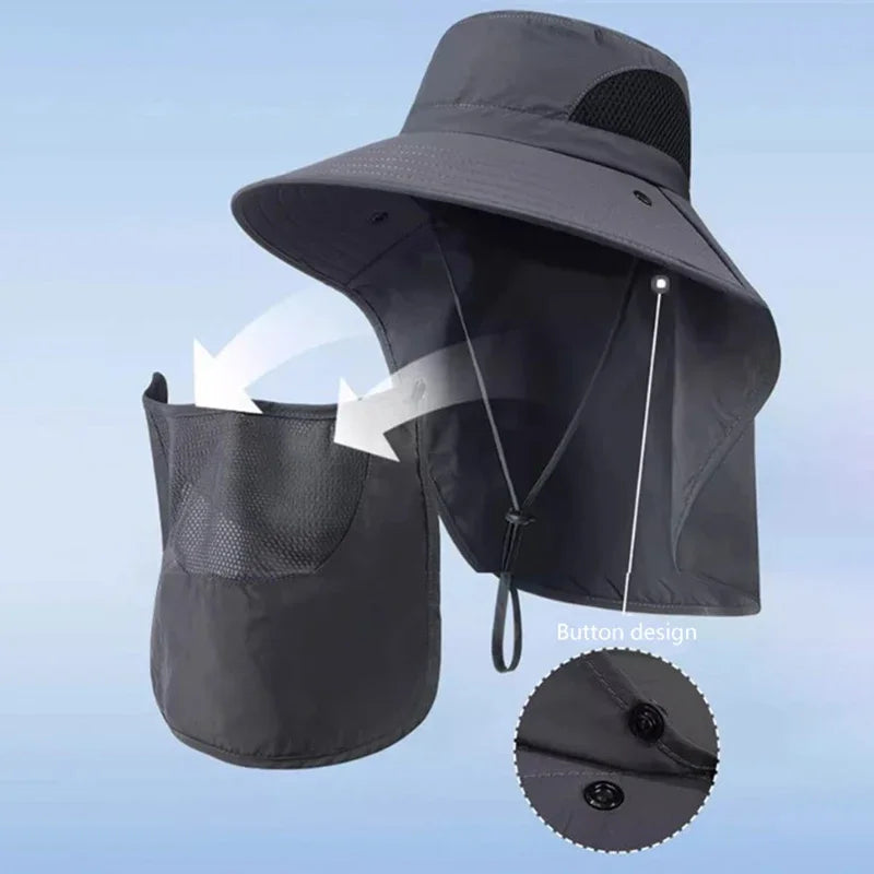 Unisex UV Protection Outdoor Bucket Hat with Neck Flap