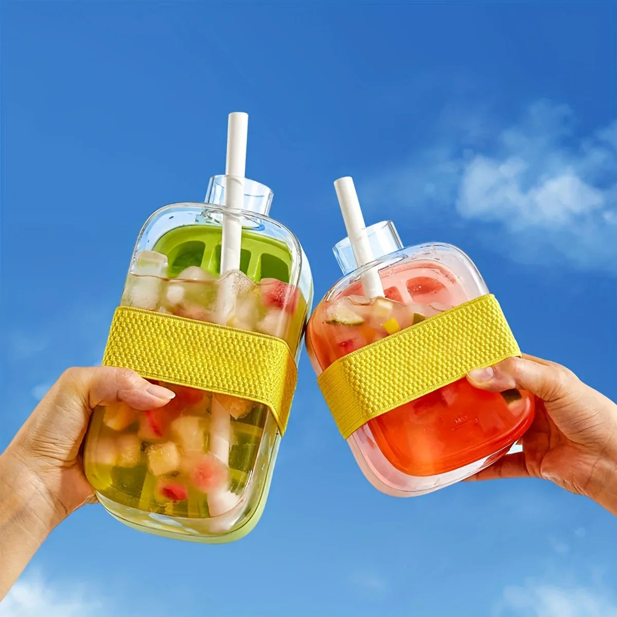 Ice Cube Mold Tray Press Ice Bottle Cup Kettle with Straw Whiskey Ice Cream Water Bottle