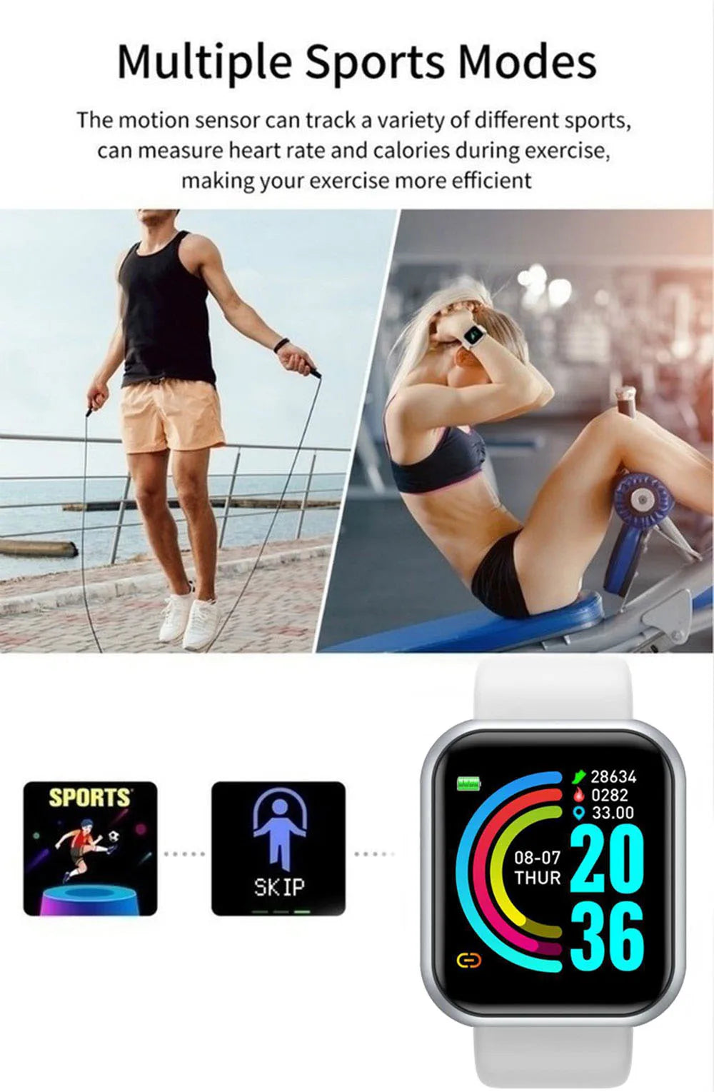 Bluetooth Smart Watch with Fitness & Sleep Tracker