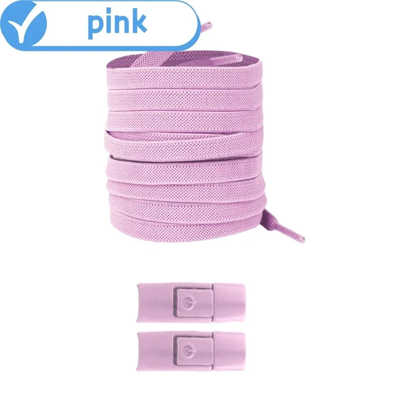 Widened Flat No-Tie Elastic Shoelaces with Press Lock